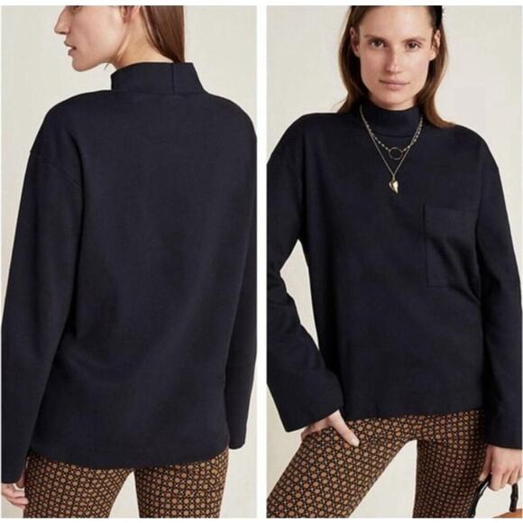 Anthropologie Tops - Anthropologie Stateside Black Mockneck oversized crop top